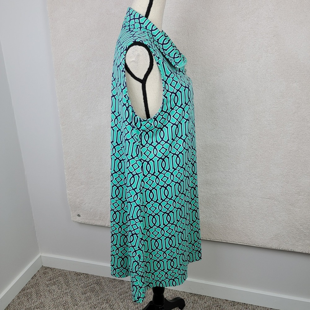 Anthony's Resortwear Women XL Teal Navy Geometric Quart Zip Travel Shift Dress - Picture 9 of 9